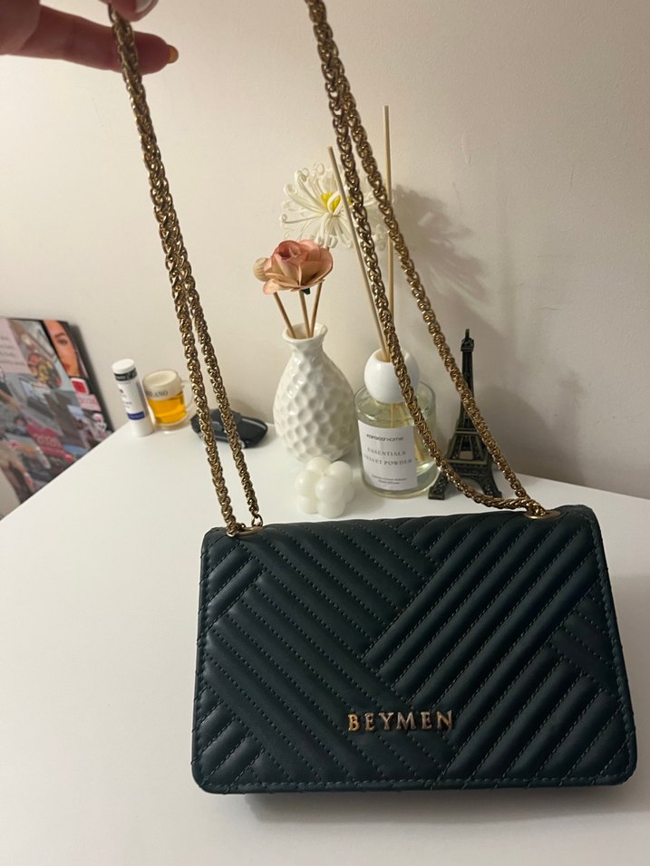 koyu yeşil kadın canta - Görsel 2