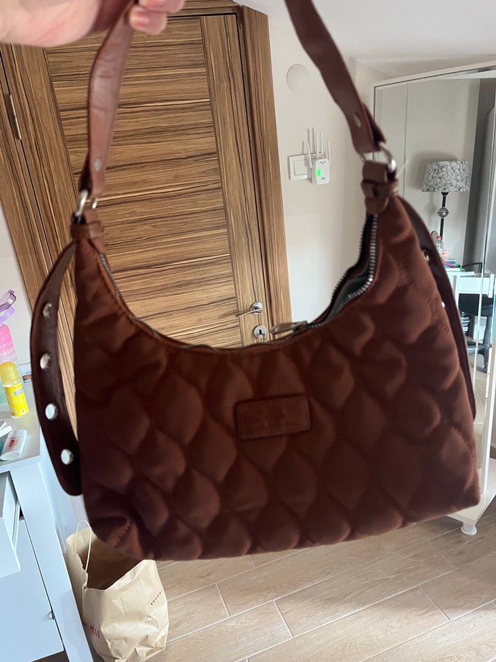 Kahverengi Deri Tokalı Kadın Çanta - Görsel 2