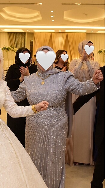 Gri taşlı abiye