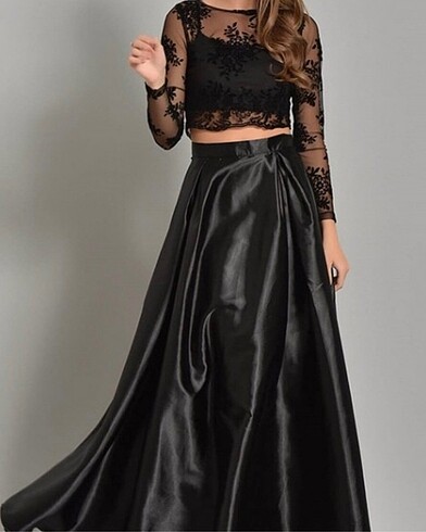 Saten Etek & güpür bluz iki parça abiye - Görsel 7