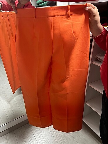 Turuncu bol paça kumaş pantolon - Görsel 4