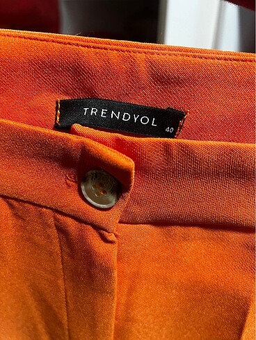 Turuncu bol paça kumaş pantolon - Görsel 3
