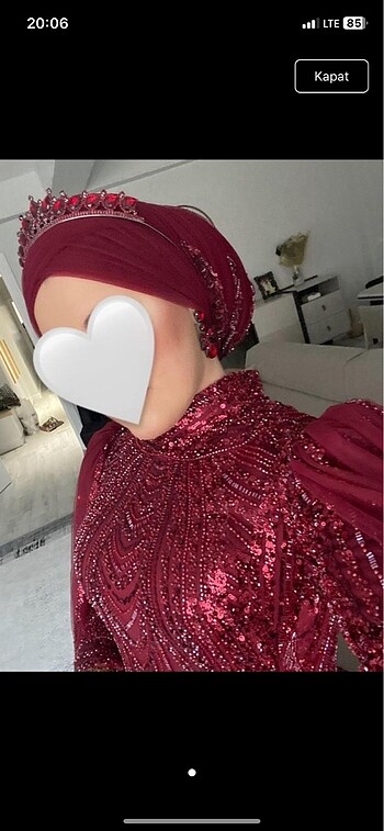 Bordo kına taç ve küpe - Görsel 2