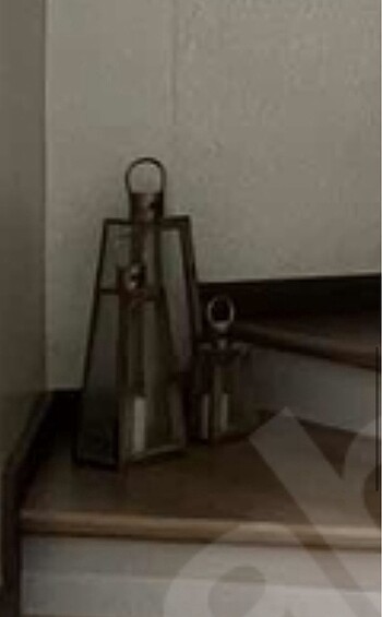 Bakır renk üçgen  3lü fener mumluk - Görsel 2