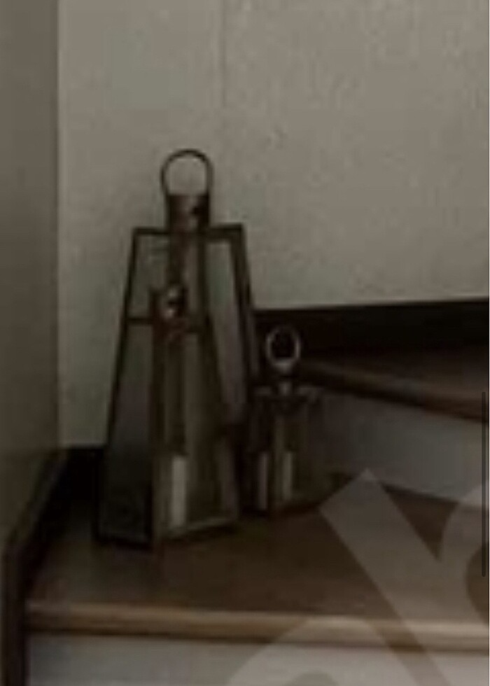 Bakır renk üçgen  3lü fener mumluk - Görsel 2