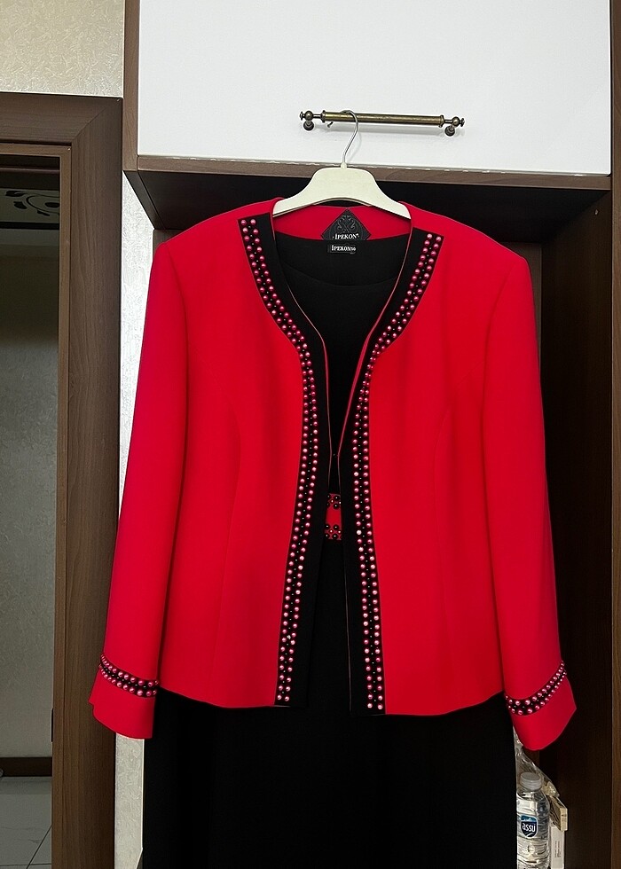 İnci taşlı ceket abiye - Görsel 2