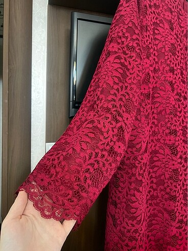 Büyük beden bordo abiye - Görsel 2