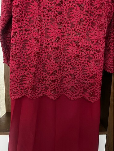 Büyük beden bordo abiye - Görsel 3