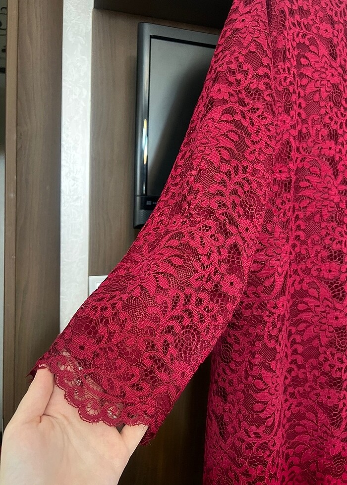 Büyük beden bordo abiye - Görsel 2