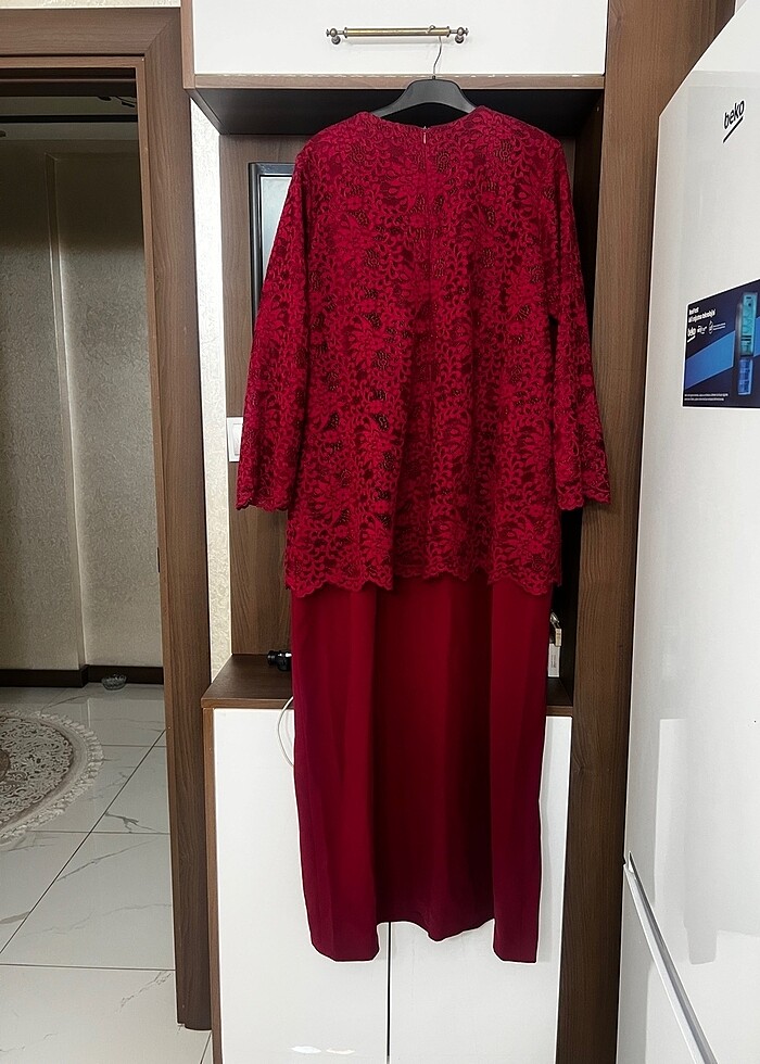 Büyük beden bordo abiye - Görsel 5
