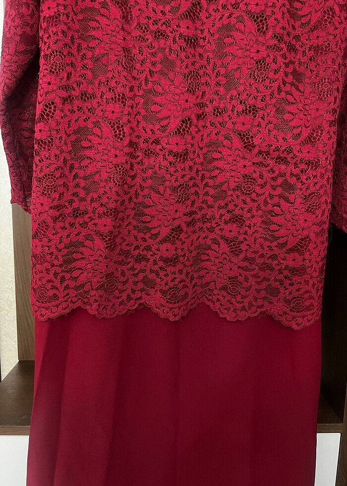 Büyük beden bordo abiye - Görsel 3