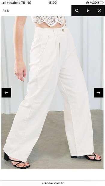 34 Beden ten rengi Renk Addax yüksek bel wide leg pantolon