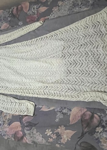 Beyaz Dantel Detaylı Uzun Kollu Triko Elbise - Görsel 4