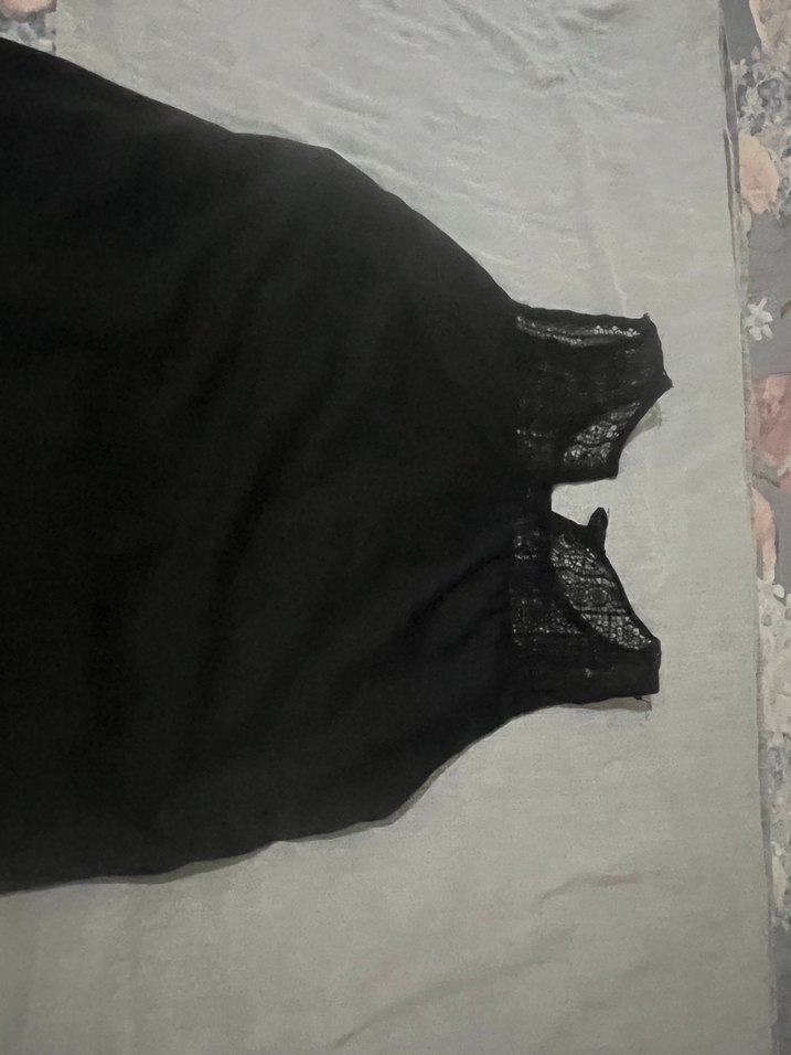 Siyah V Yaka Uzun Salaş Kadın Elbise - Görsel 3