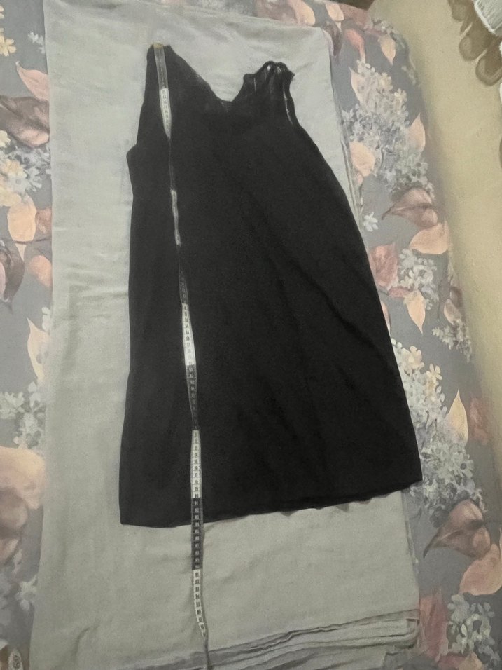 Siyah V Yaka Uzun Salaş Kadın Elbise - Görsel 2