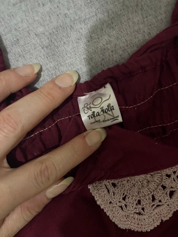 Bordo Keten Askılı Hamile Tunik - Görsel 3