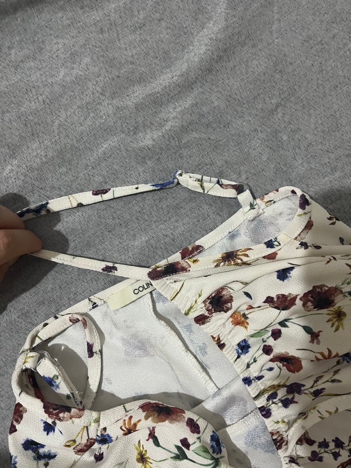 Çiçek Desenli Beyaz elbise - Görsel 2