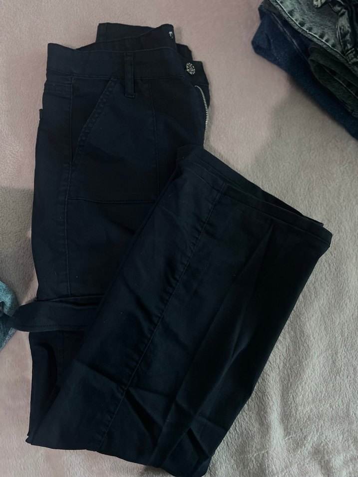 Lacivert Kadın Kemerli Bol Paça Jean - Görsel 2