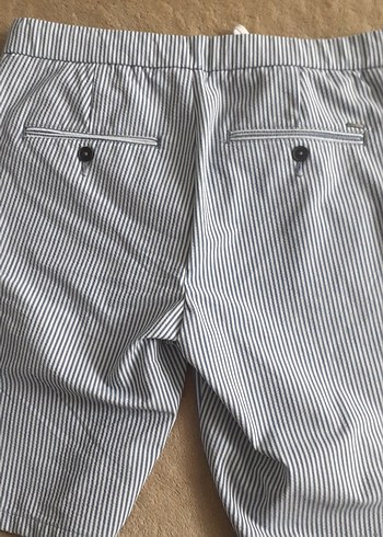 Pamuklu Çizgili Erkek Bermuda Şort - Görsel 3