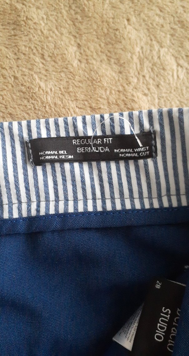 Pamuklu Çizgili Erkek Bermuda Şort - Görsel 2