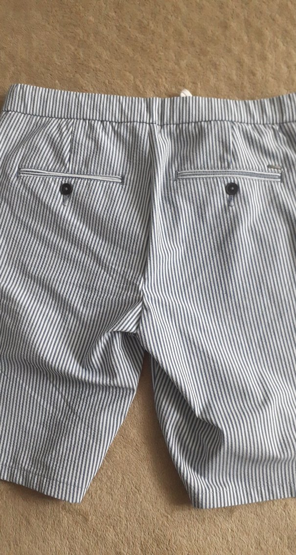 Pamuklu Çizgili Erkek Bermuda Şort - Görsel 3