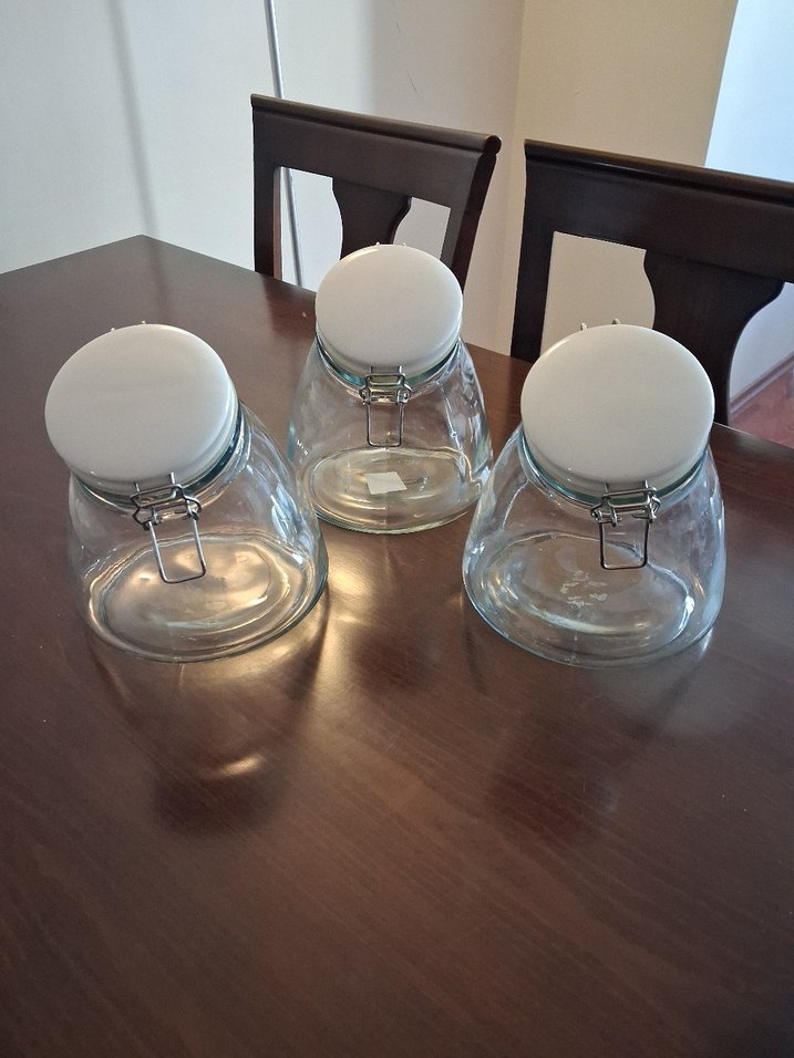 Beyaz Kapaklı Cam İthal 3'lü Saklama Kavanozları - Görsel 2