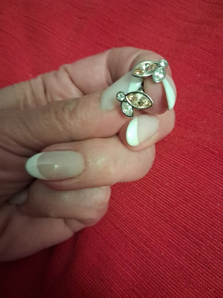 Yurt dışından alınma Zirkon taşlı çiçek desenli küpe - Görsel 2