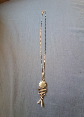 pırlanta kırığı,zirkon taşlı ve incili, balık kılçığı Kolye - Görsel 4