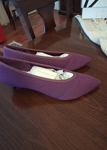 Mor Topuklu kumaş Kadın Günlük 39 numara Stradivarius Ayakkabı - Görsel 3