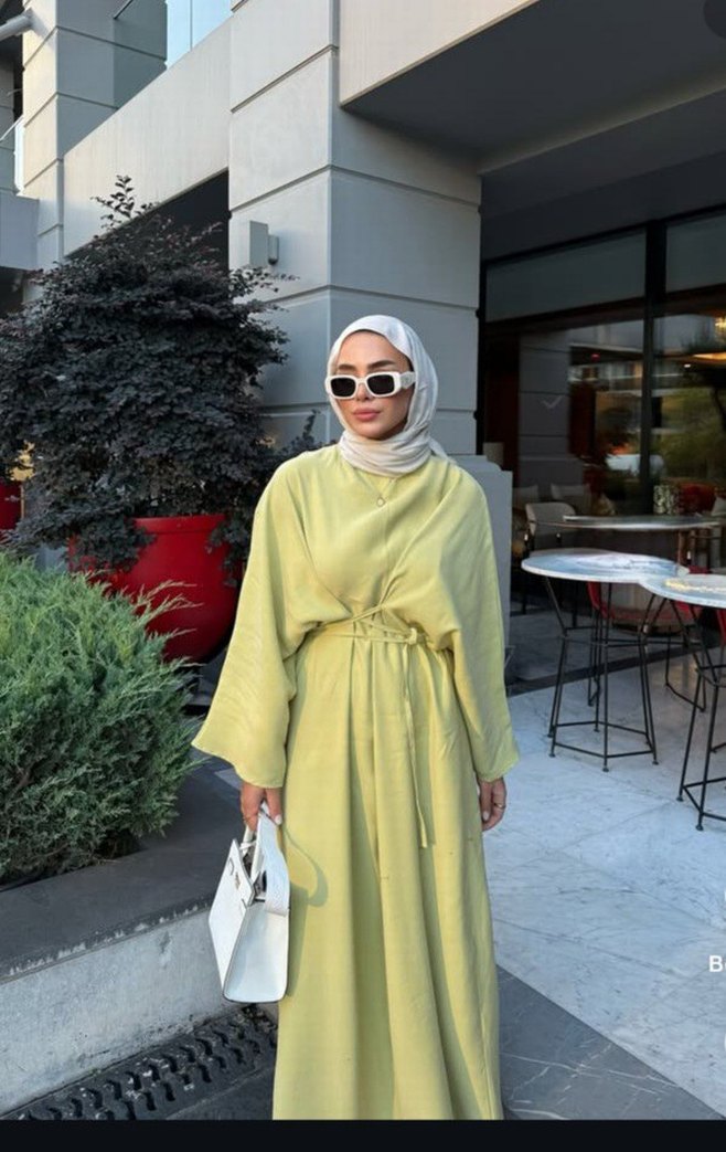 Sarı Uzun Salaş Kadın Elbise - Görsel 2