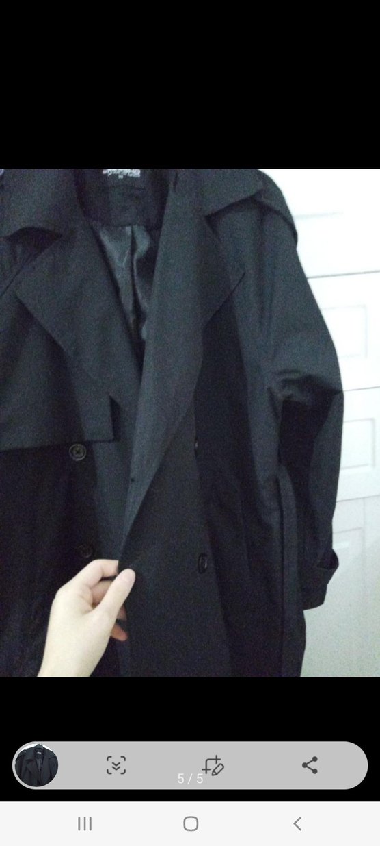 Siyah Uzun Kadın Kaban Notch Yaka - Görsel 5