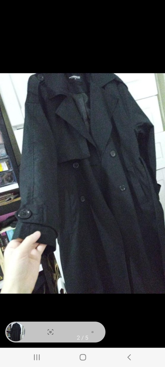 Siyah Uzun Kadın Kaban Notch Yaka - Görsel 2