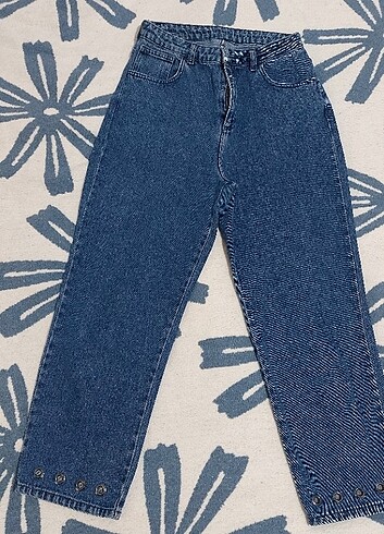 Likralı Mom Jean Kot Pantolon - Görsel 2