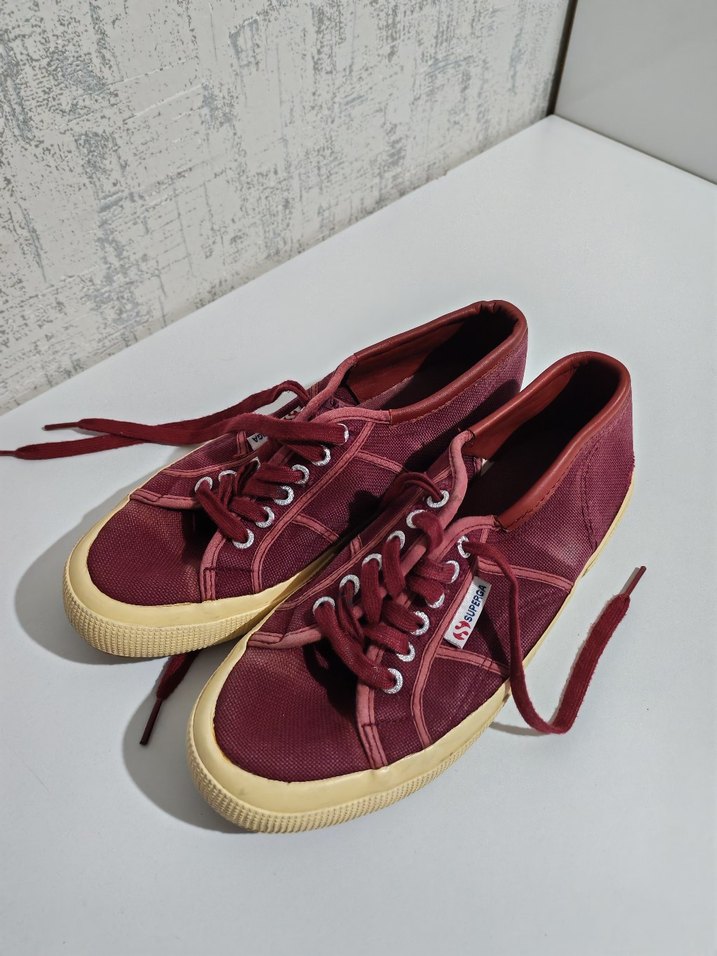 Orijinal Superga Bordo Kadın Spor Ayakkabı Düz Taban - Görsel 3