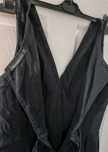 MUDO Siyah Drapeli V Yaka Midi Elbise - Görsel 2