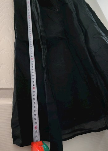 MUDO Siyah Drapeli V Yaka Midi Elbise - Görsel 5