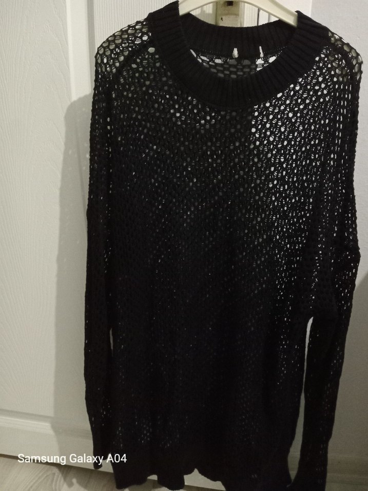 Siyah Örgü Kadın Kazak - Görsel 2