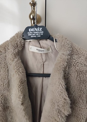 Bej Peluş Kadın Midi Kaban - Görsel 3