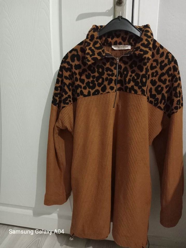 Kadın Kahverengi Leopar Desenli Triko Kazak - Görsel 3