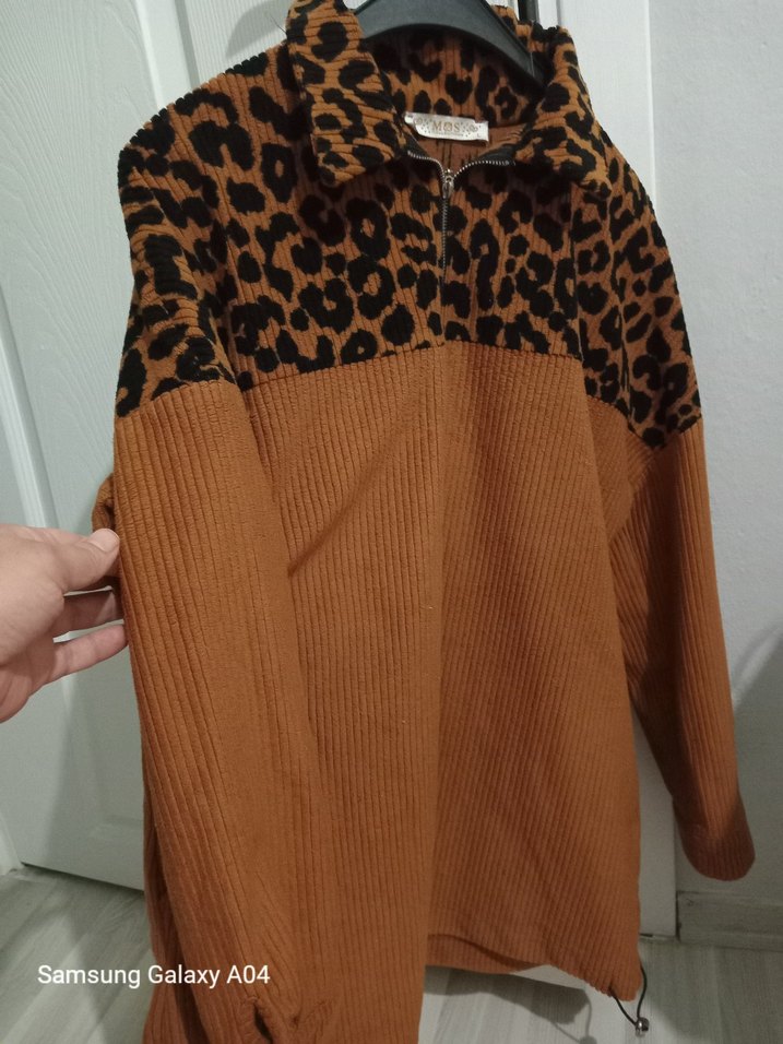 Kadın Kahverengi Leopar Desenli Triko Kazak - Görsel 2