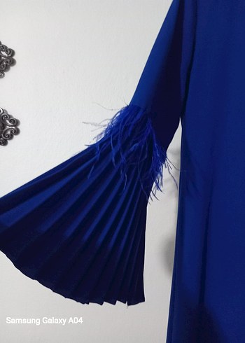 Kadın Lacivert Pilili Uzun Elbise - Görsel 3