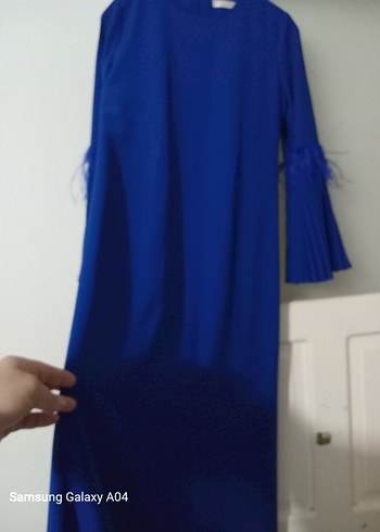 Kadın Lacivert Pilili Uzun Elbise - Görsel 2