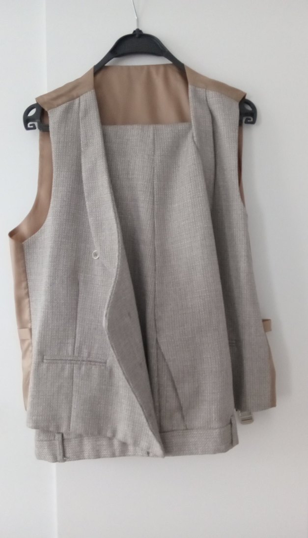 Bej Düğmeli Erkek Takımı elbise - Görsel 5