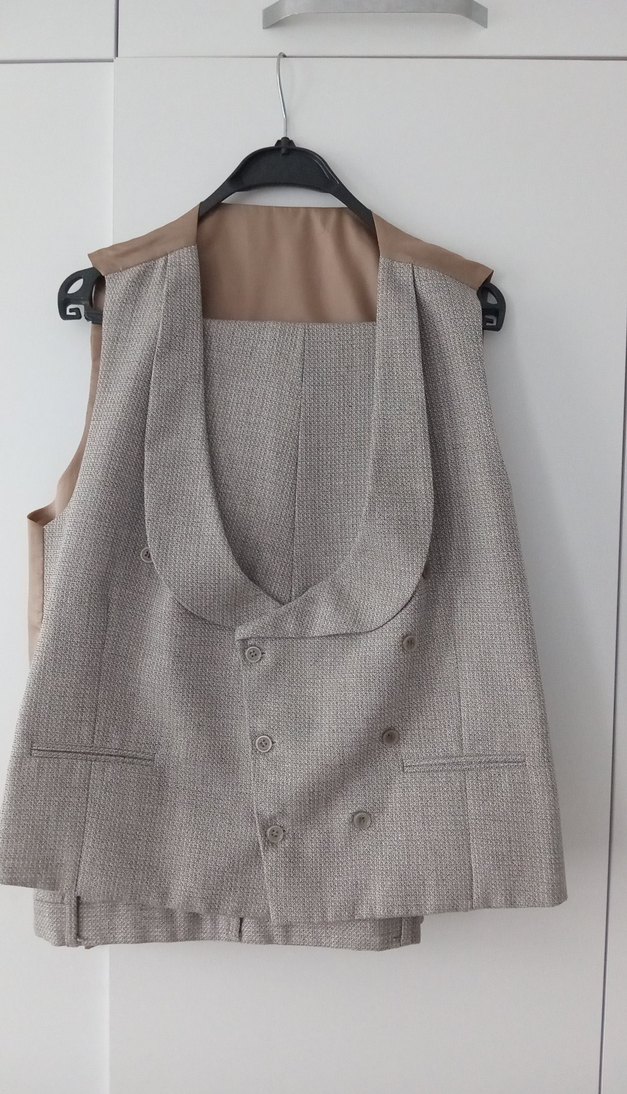 Bej Düğmeli Erkek Takımı elbise - Görsel 3