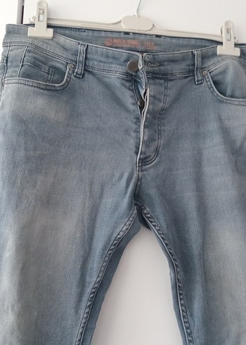 Gri Düğmeli Erkek Denim Jean - Görsel 2
