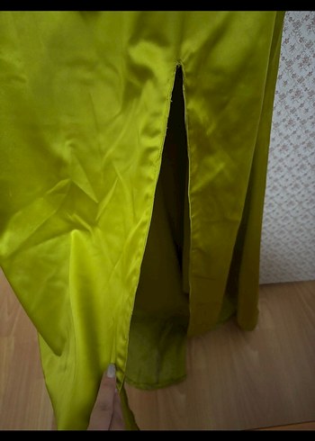 Straplez yağ yeşili Elbise - Görsel 2