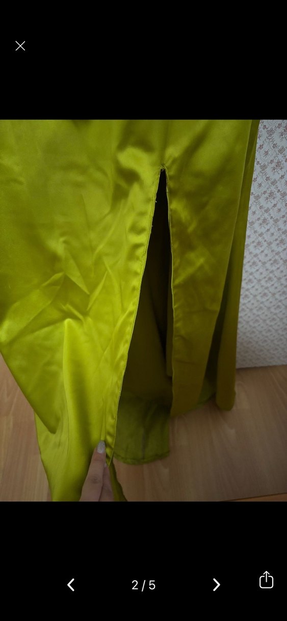 Straplez yağ yeşili Elbise - Görsel 2