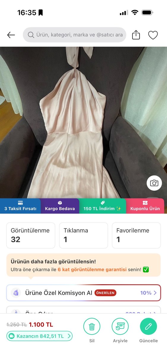 Hm marka orjinal boyundan bağlamalı sırt dekolteli saten elbise - Görsel 2