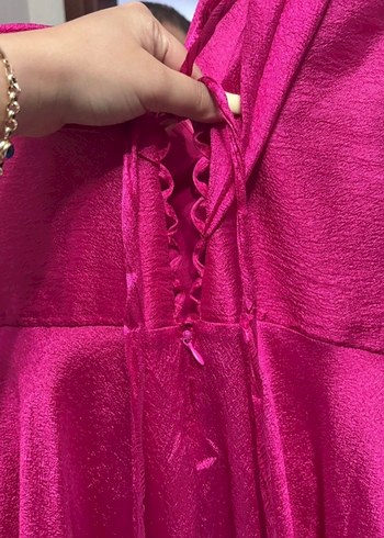 Pembe Drapeli Uzun Abiye Elbise - Görsel 2