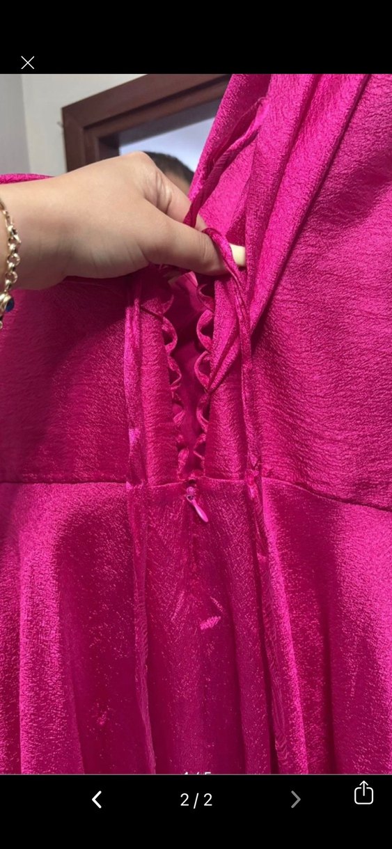 Pembe Drapeli Uzun Abiye Elbise - Görsel 2